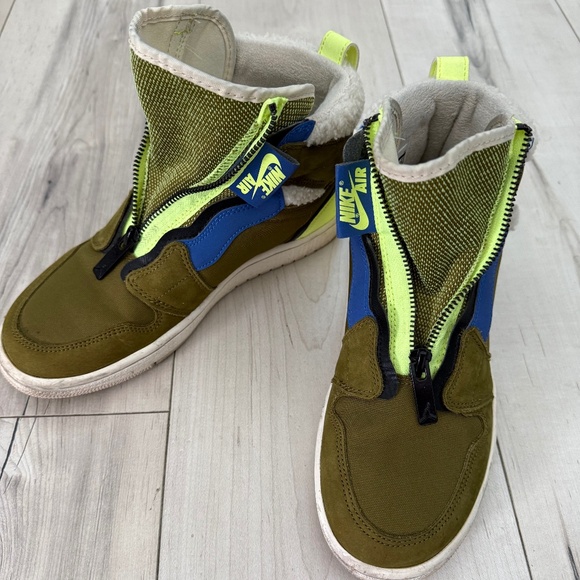 Nike Air Jordan 1 Retro High Zip Olive / Volt / Blue – Women’s US 7.5 - Picture 1 of 8